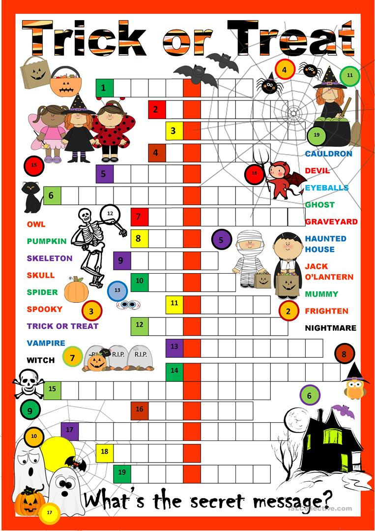 Halloween Crossword Worksheet Free ESL Printable 