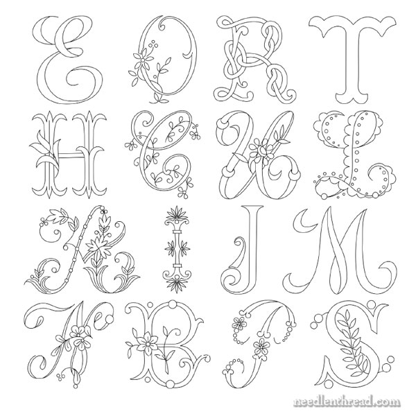 Hand Embroidered Monogram Delicate Spray A C 