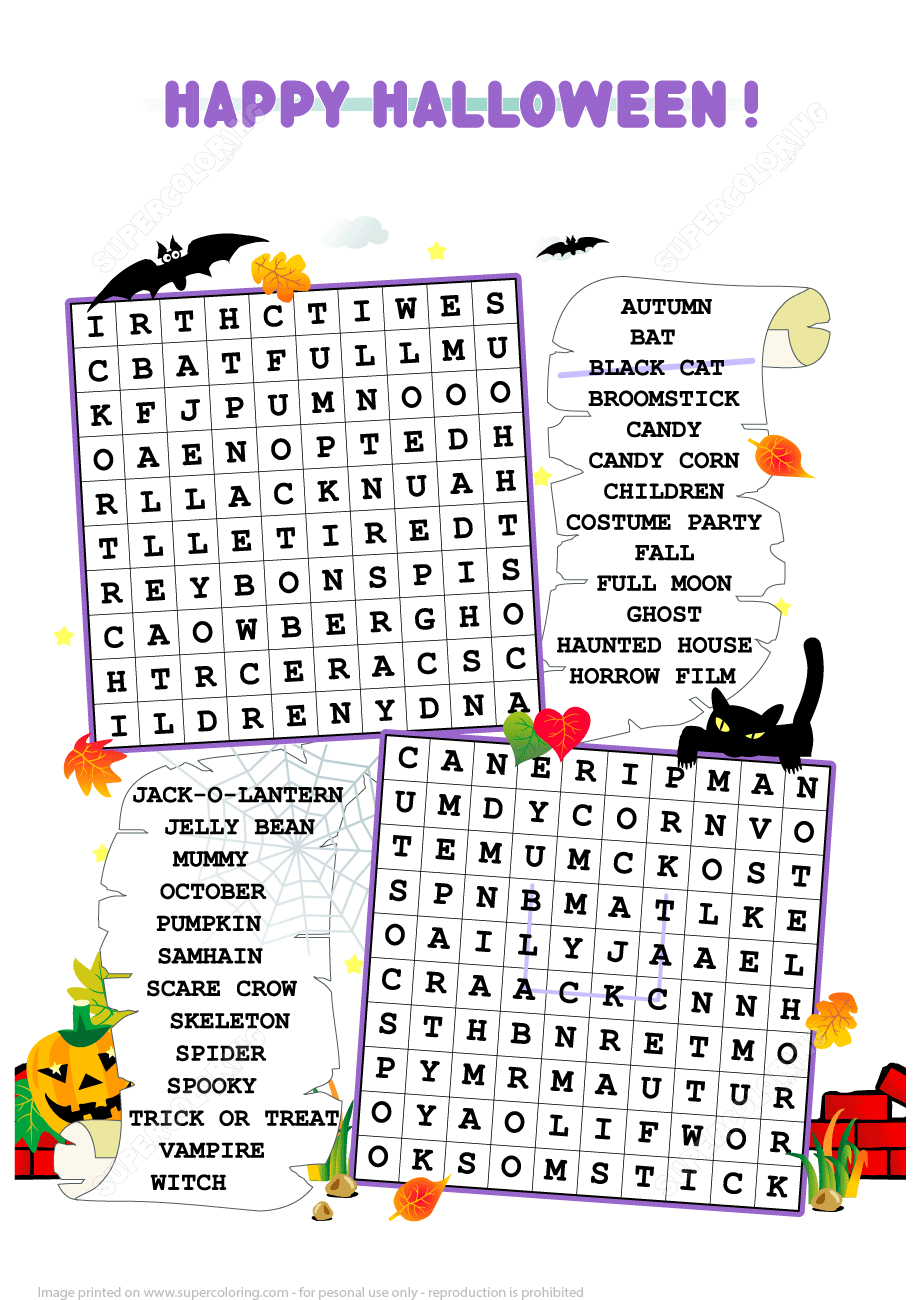 Happy Halloween Word Search Puzzle Free Printable Puzzle 