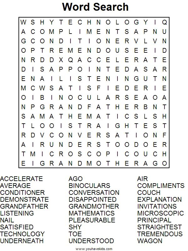 Hard Printable Word Searches For Adults Printer Friendly 