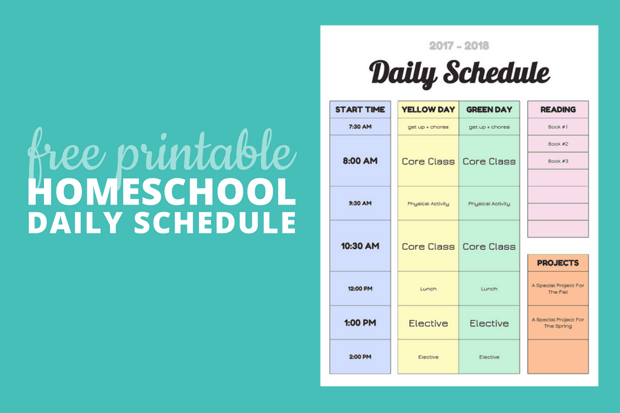 Homeschool Daily Schedule Printable One Happy Housewife