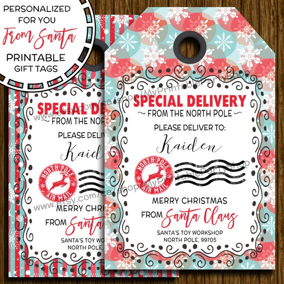 Items Similar To PRINTABLE Santa Gift Tags PERSONALIZED 