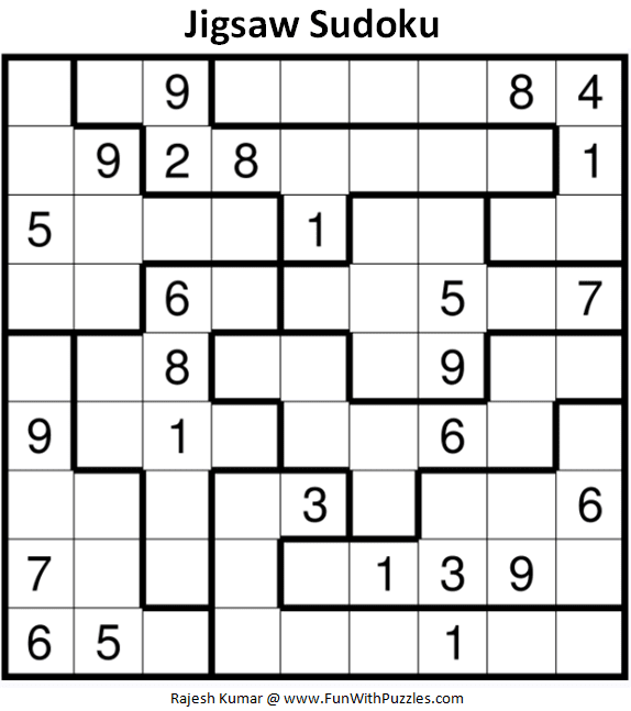 Jigsaw Sudoku Puzzle Fun With Sudoku 390 Brain Teasers 