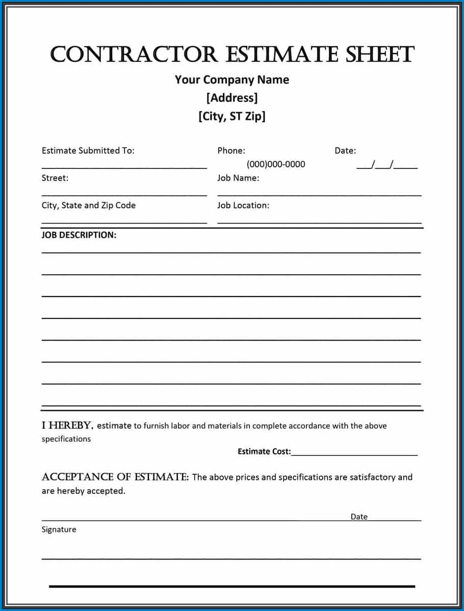 Job Estimate Free Printable Estimate Forms TUTORE ORG 