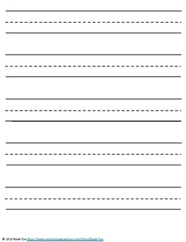 Kindergarten Lined Paper By Noah Tye Teachers Pay Teachers