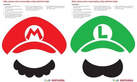 Mario And Luigi Instant Disguise Kit Printable Hats 