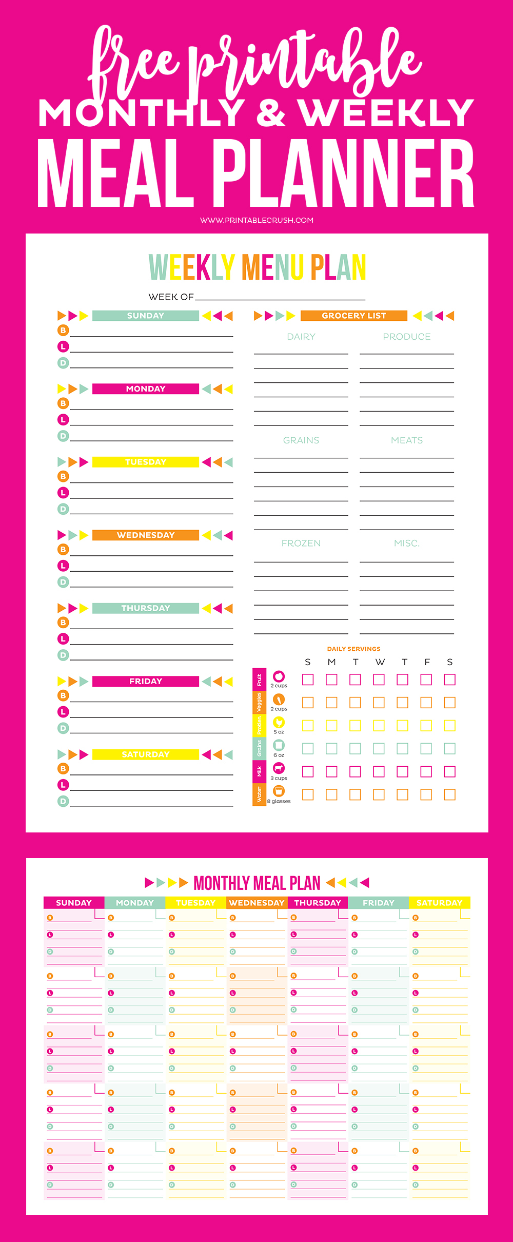 Monthly And Weekly FREE Printable Meal Planner Printable 