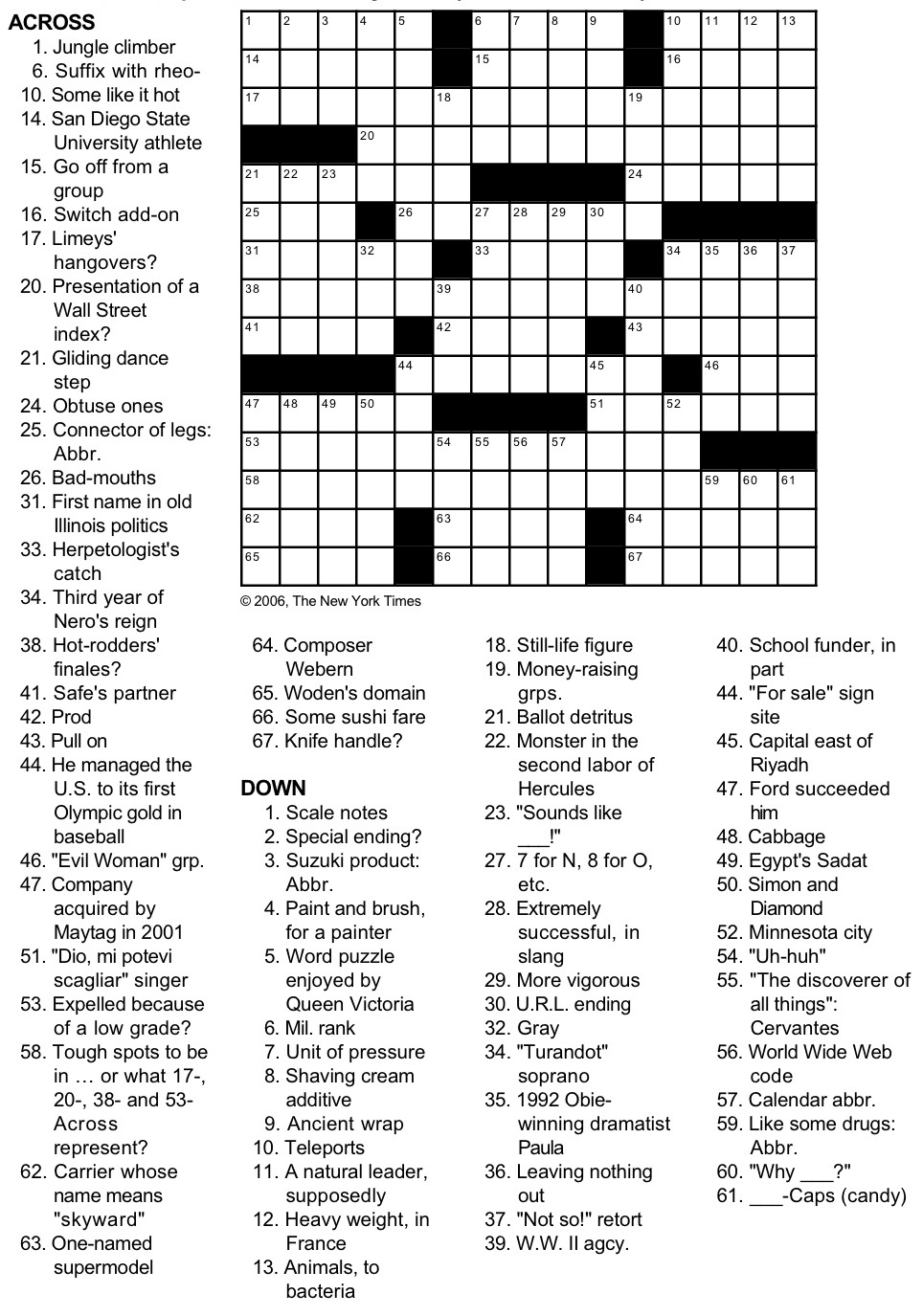 New York Times Crossword Printable Printable Template Free