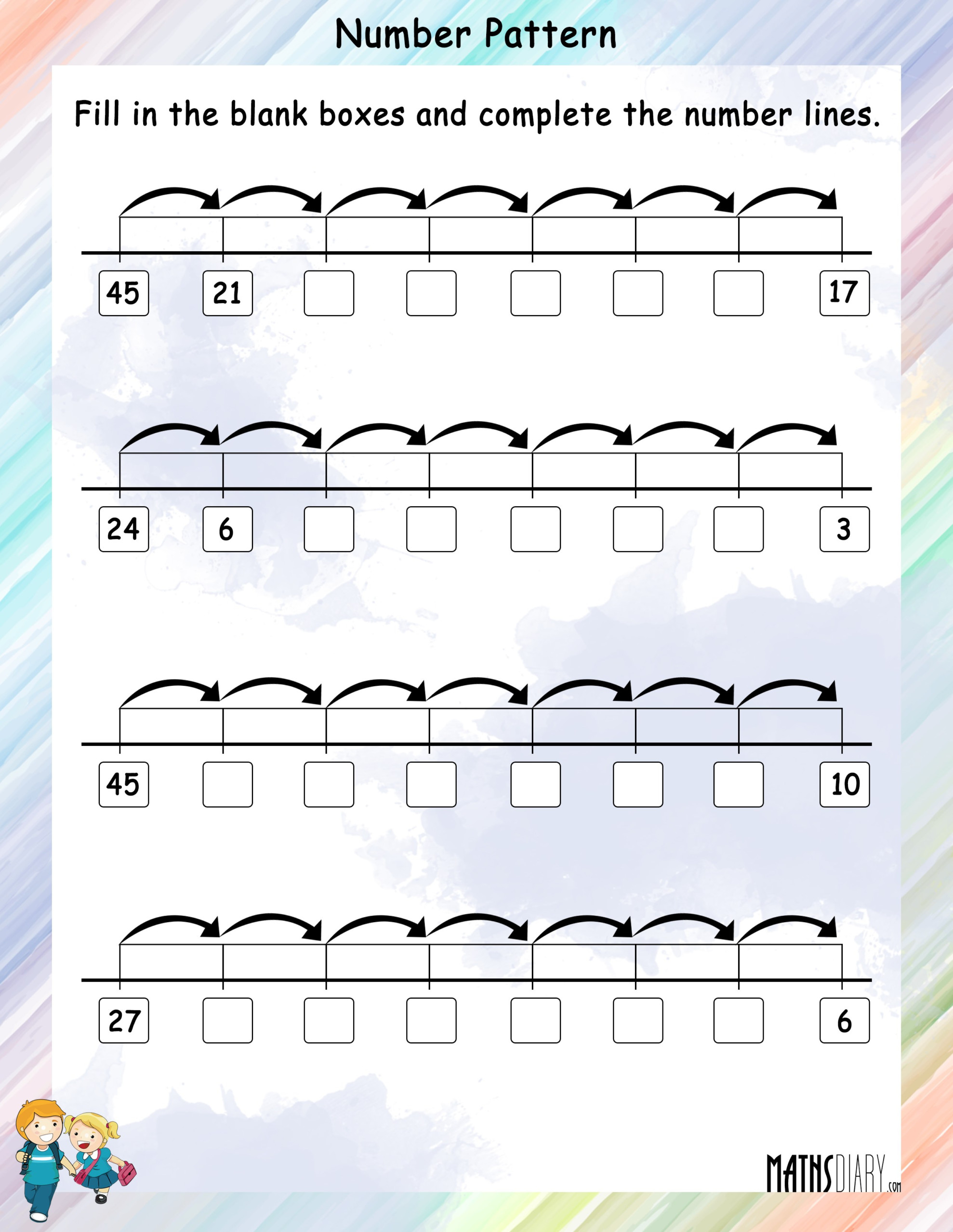 Number Pattern On A Number Line Math Worksheets 