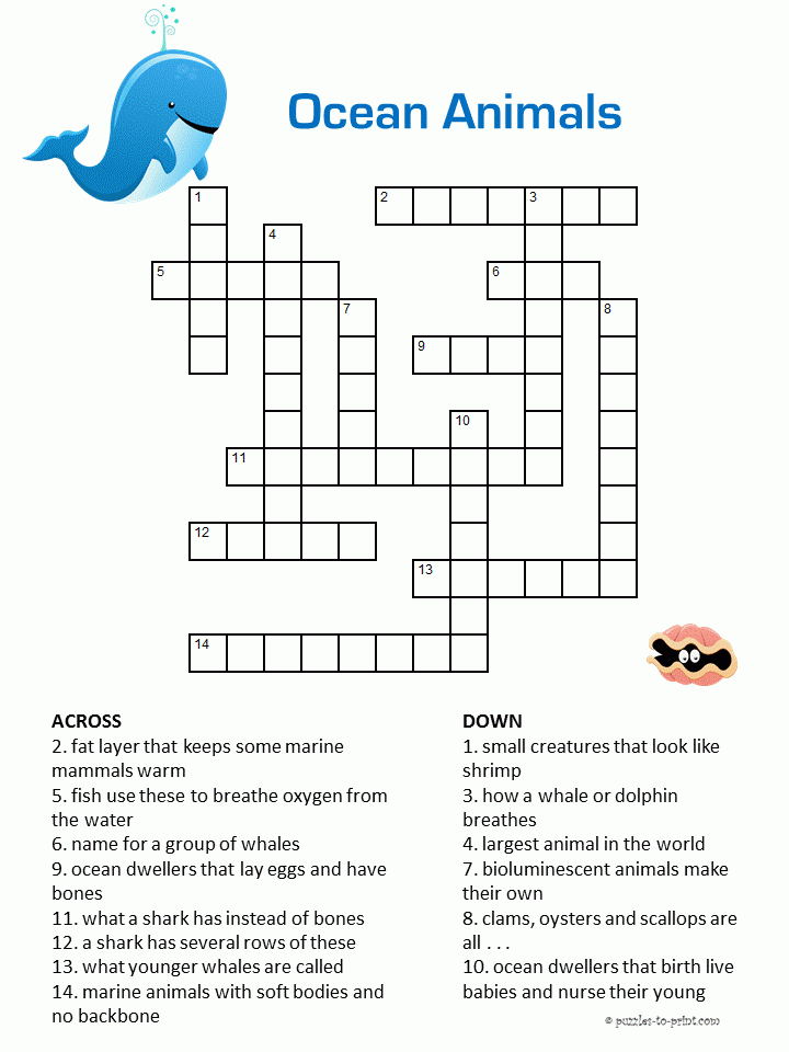 Ocean Animals Crossword