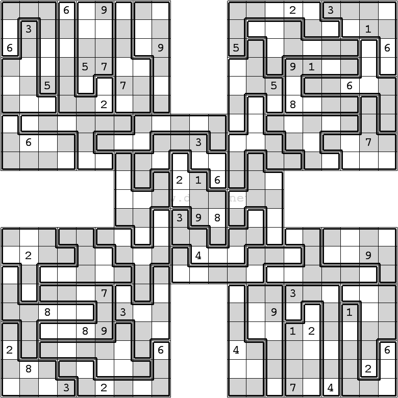 OddEven Jigsaw Samurai Sudoku