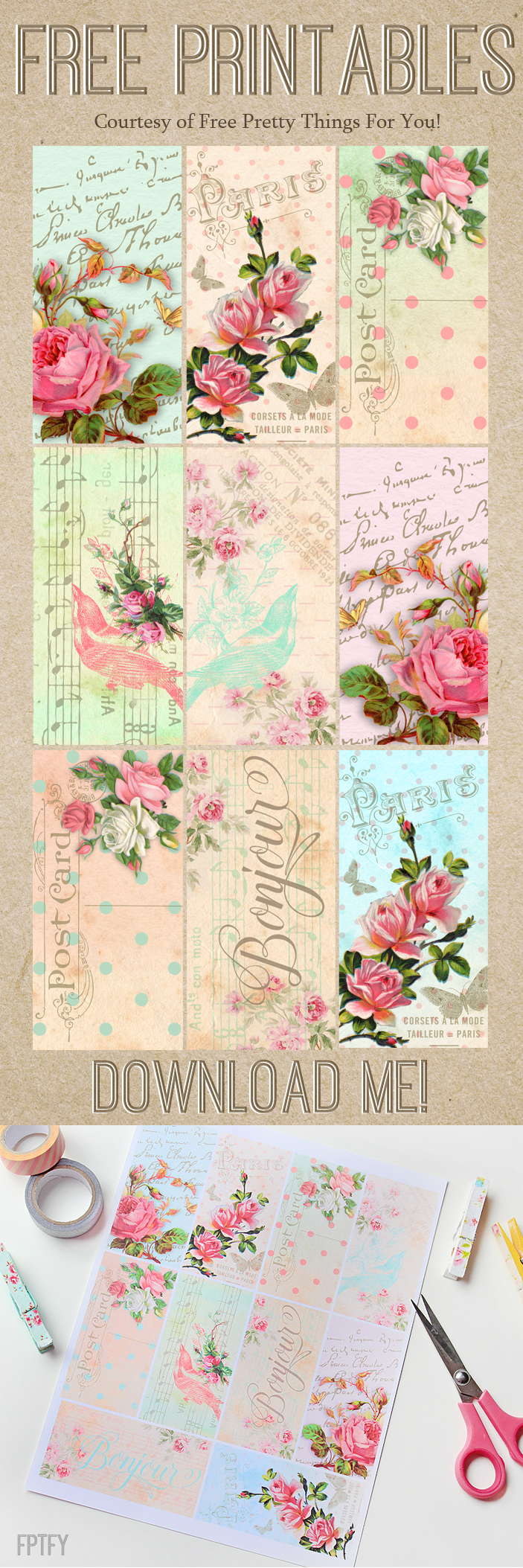 Parisian Romantic Scrapbook Printables Free Pretty 