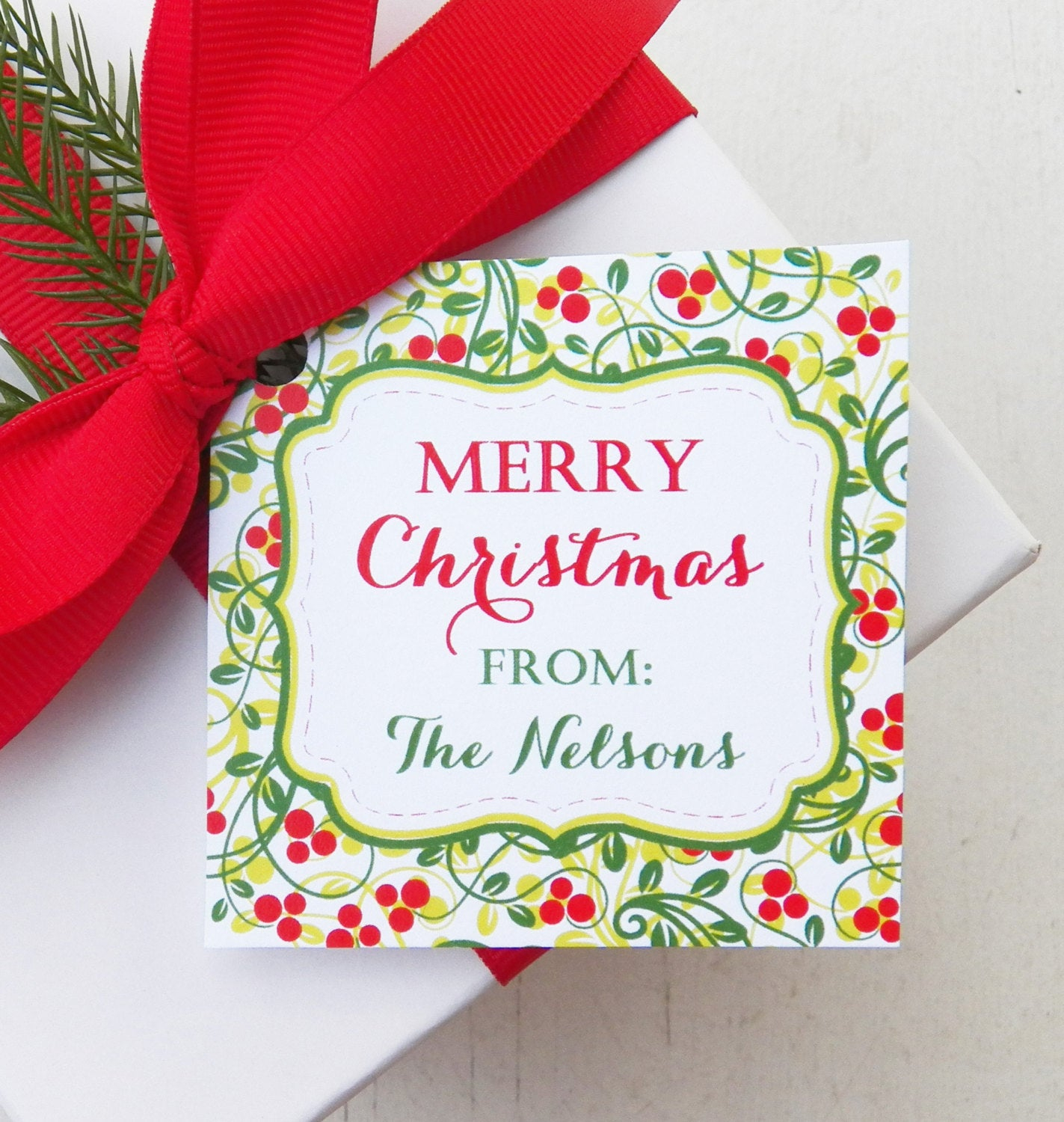 Personalized Holly Christmas Gift Tags PRINTED Or PRINTABLE