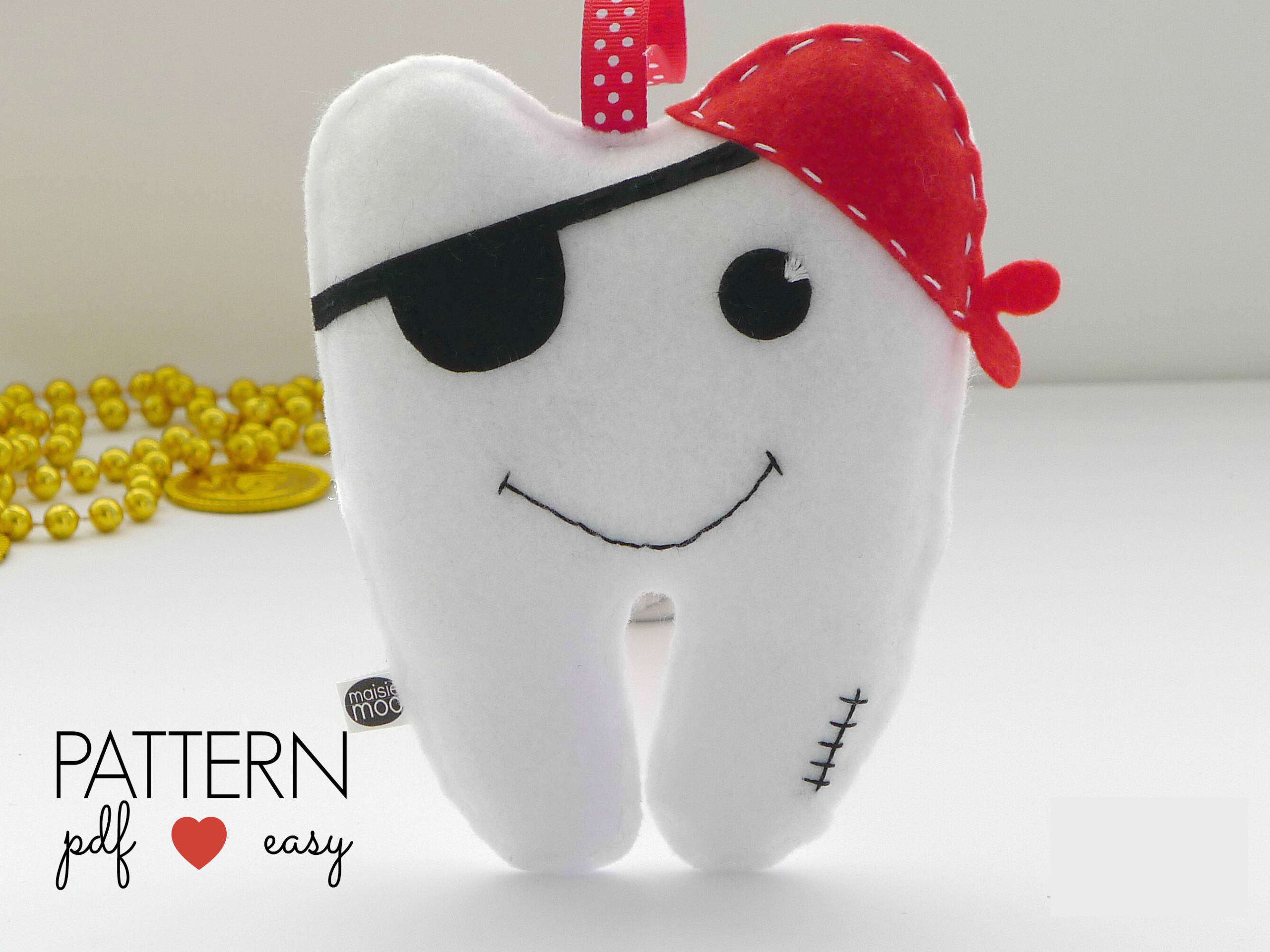 Pirate Tooth Fairy Pillow Felt Sewing Pattern