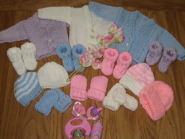 Premature Baby Hat Cardigan Booties Mitts 2lb 4lb 