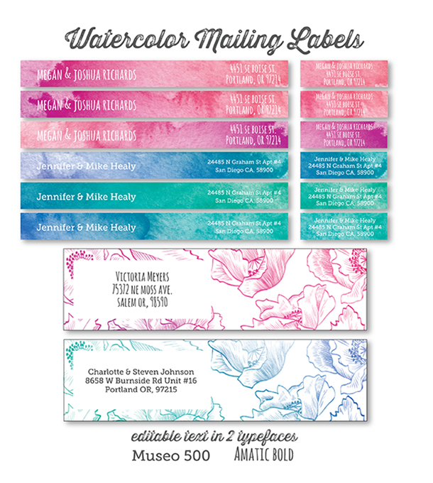 Printable Address Labels In A Watercolor And Floral Design 