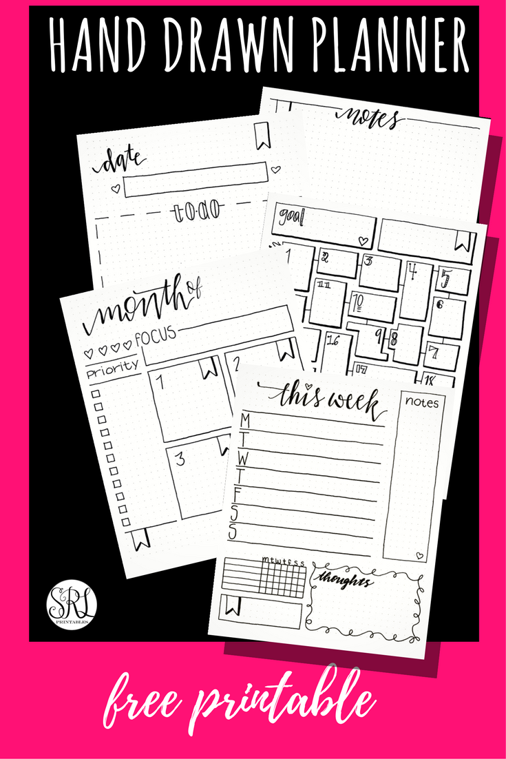 Printable Bullet Journal FREE Hand drawn Inserts For YOU 