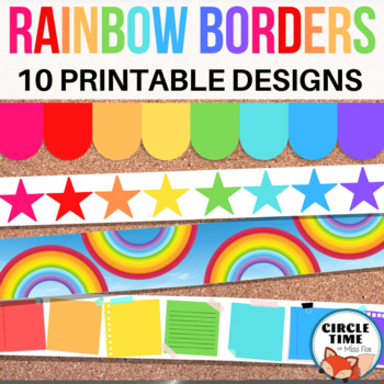 Printable Bulletin Board Borders Rainbow Classroom Decor 