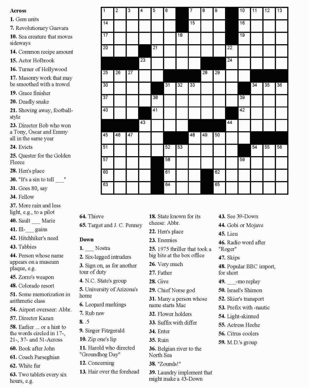 Printable Christmas Crossword Puzzles For Adults With 