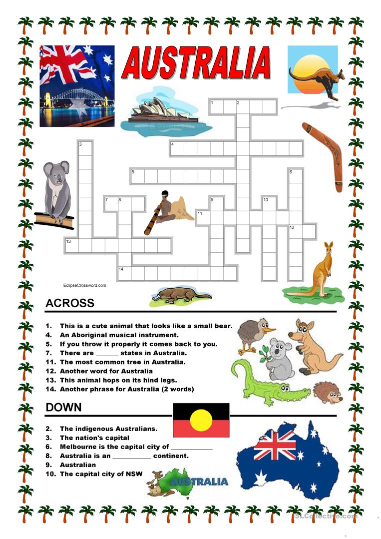 Printable Crossword Australia Printable Crossword Puzzles