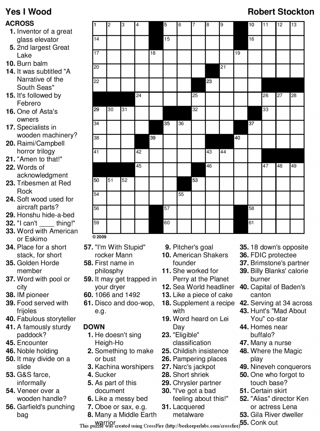 Printable Crossword Puzzles For Senior Citizens 