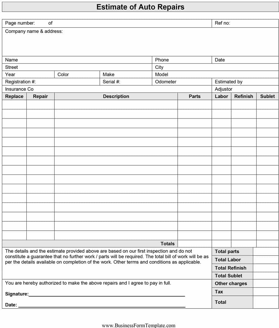 Printable Estimate Templates Template Business PSD 