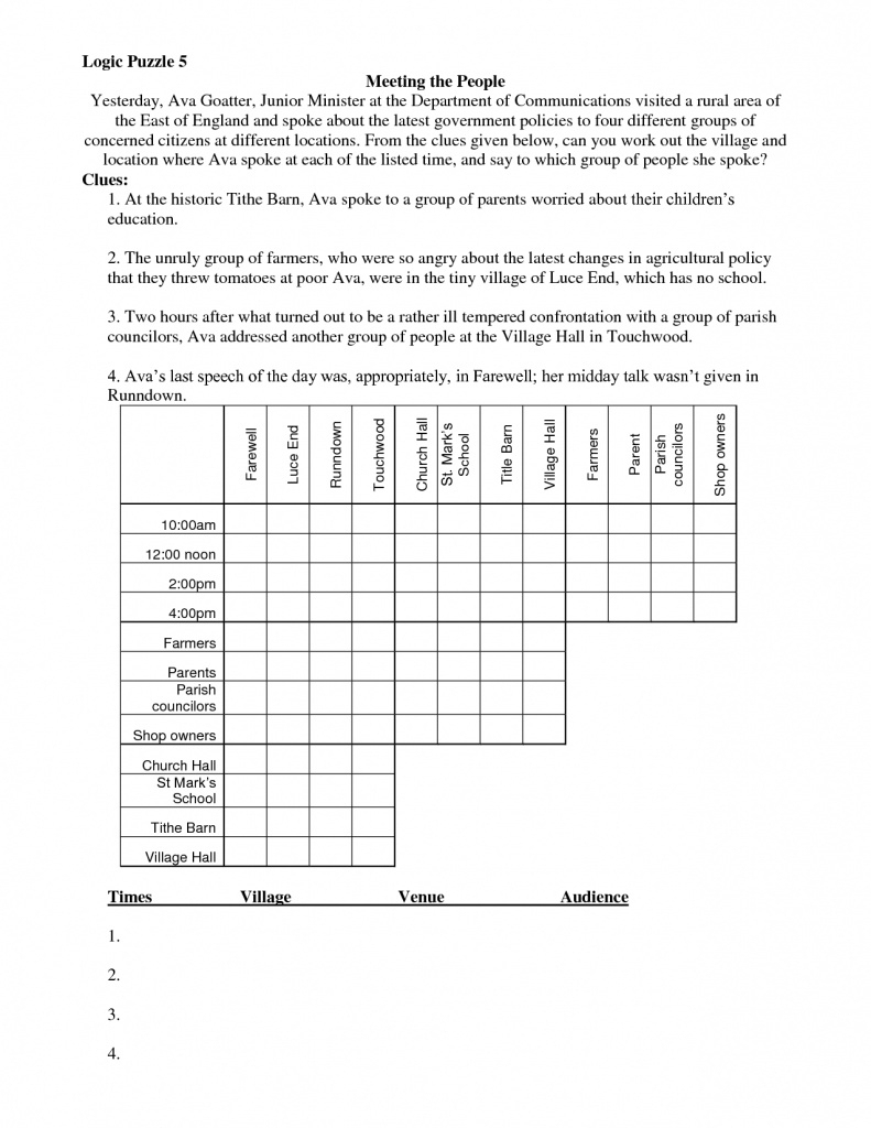 Printable Logic Puzzle Printable Crossword Puzzles