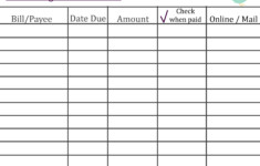 Printable Monthly Bill Chart Budget Spreadsheet Template