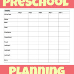 Printable Preschool Week Planning Sheet More Excellent Me