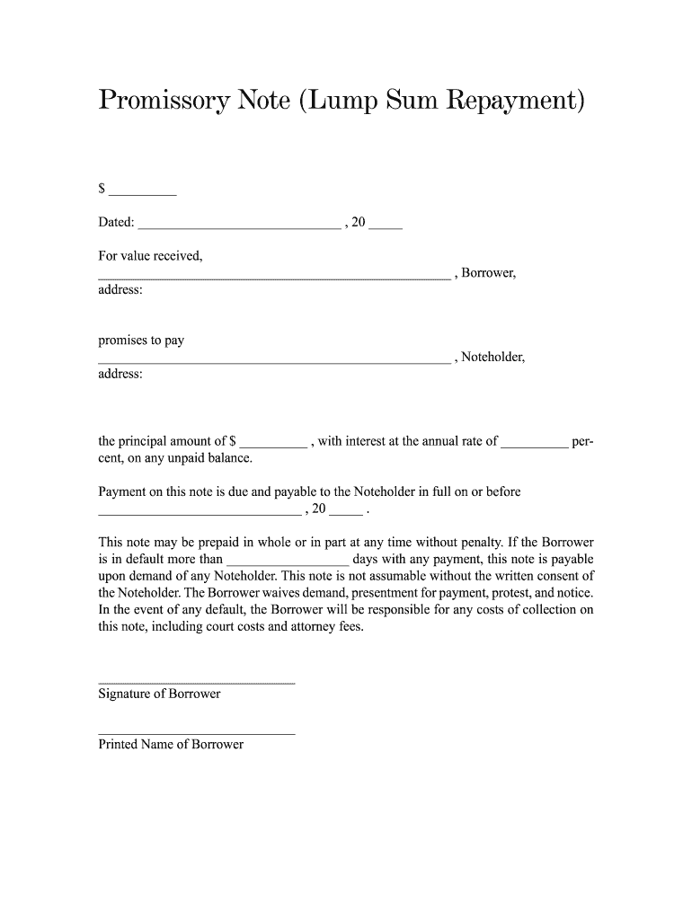 Printable Promissory Note Pdf Fill Online Printable 