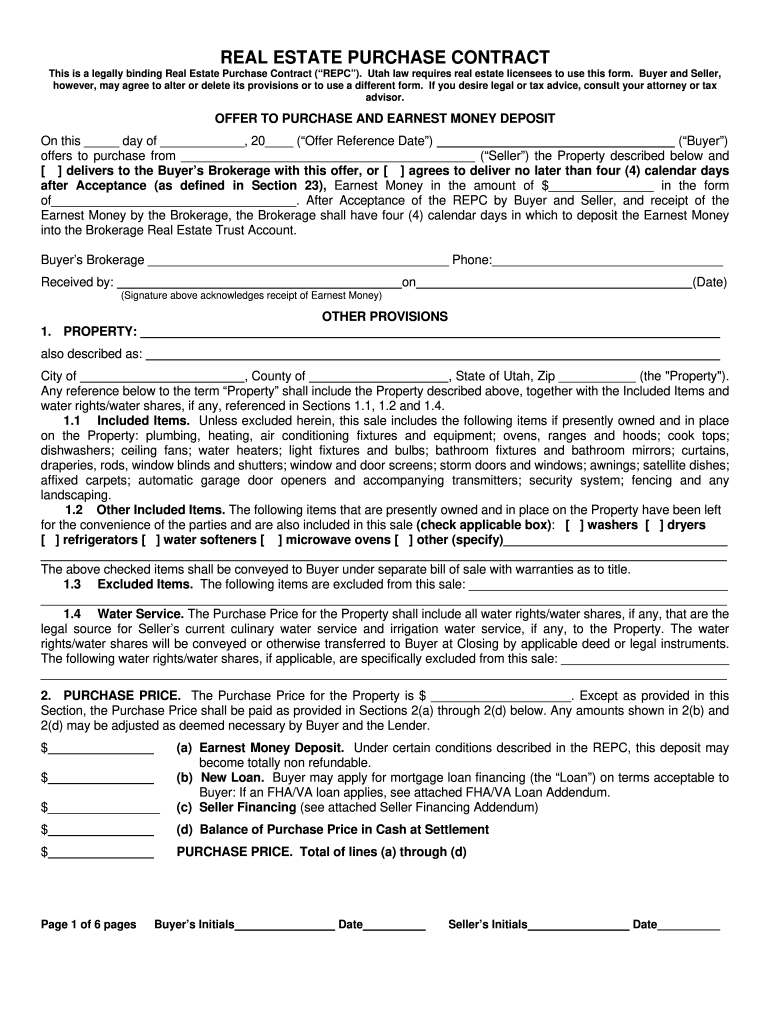 Printable Real Estate Purchase Agreement Pdf Fill Online 