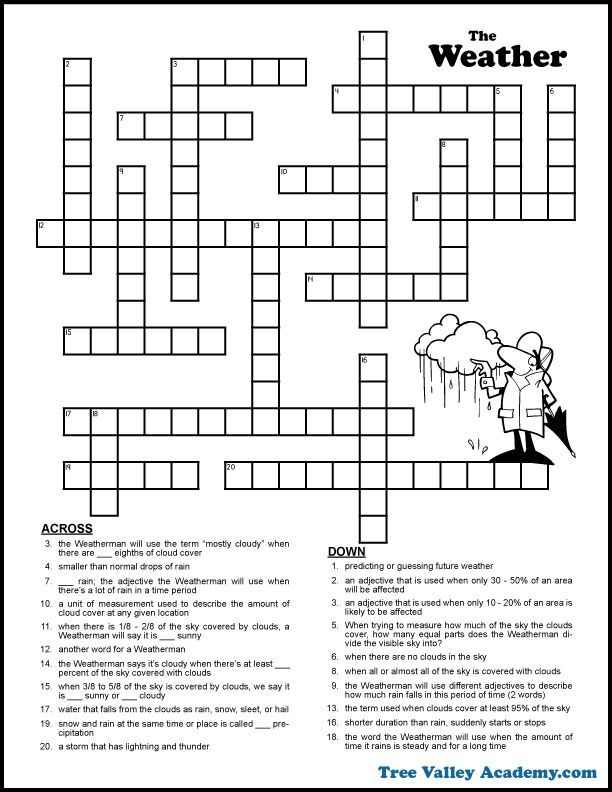 Printable Weather Forecast Crossword Puzzle In 2021 