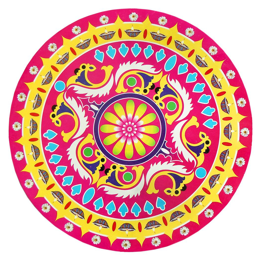 Rangoli Paper Sticker With Colorful Print Dia 14 Inches