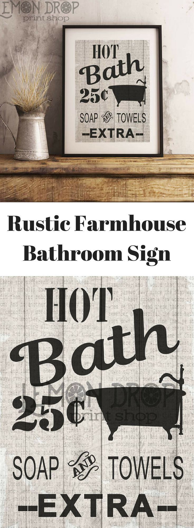 Rustic Farmhouse Bathroom Sign Printable Printable