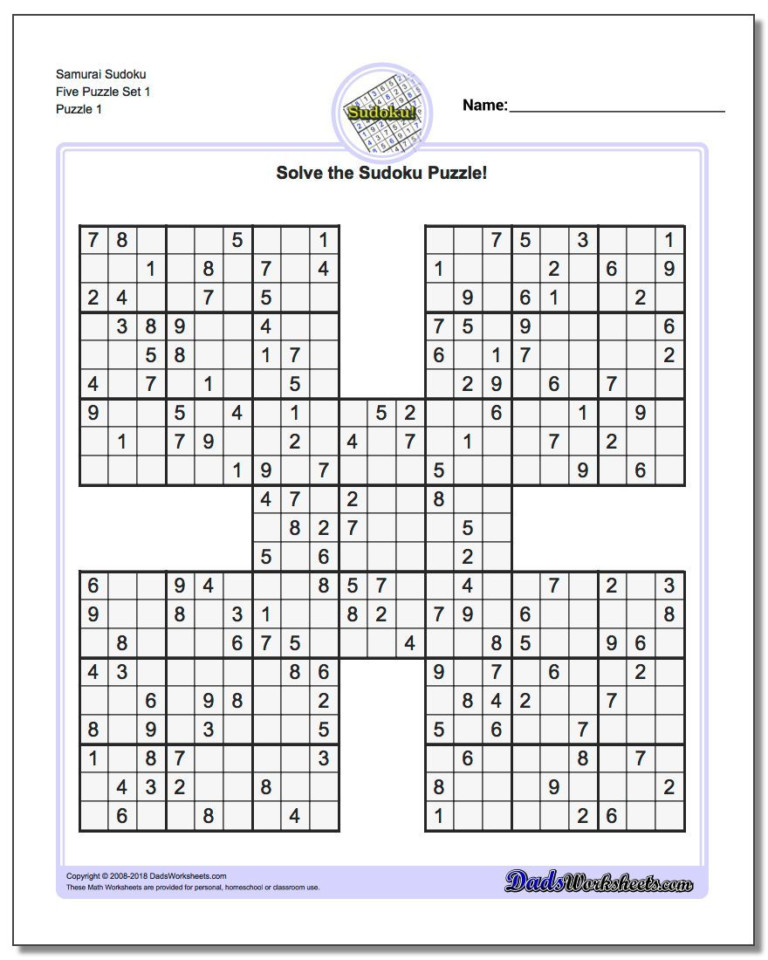 samurai-sudoku-five-puzzle-set-1-sudoku-worksheet-freeprintabletm