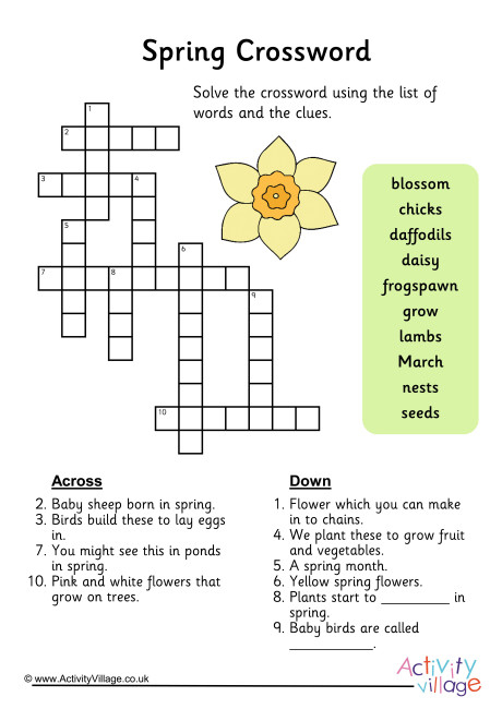  Free Printable Spring Crossword Puzzles For Adults FreePrintableTM 