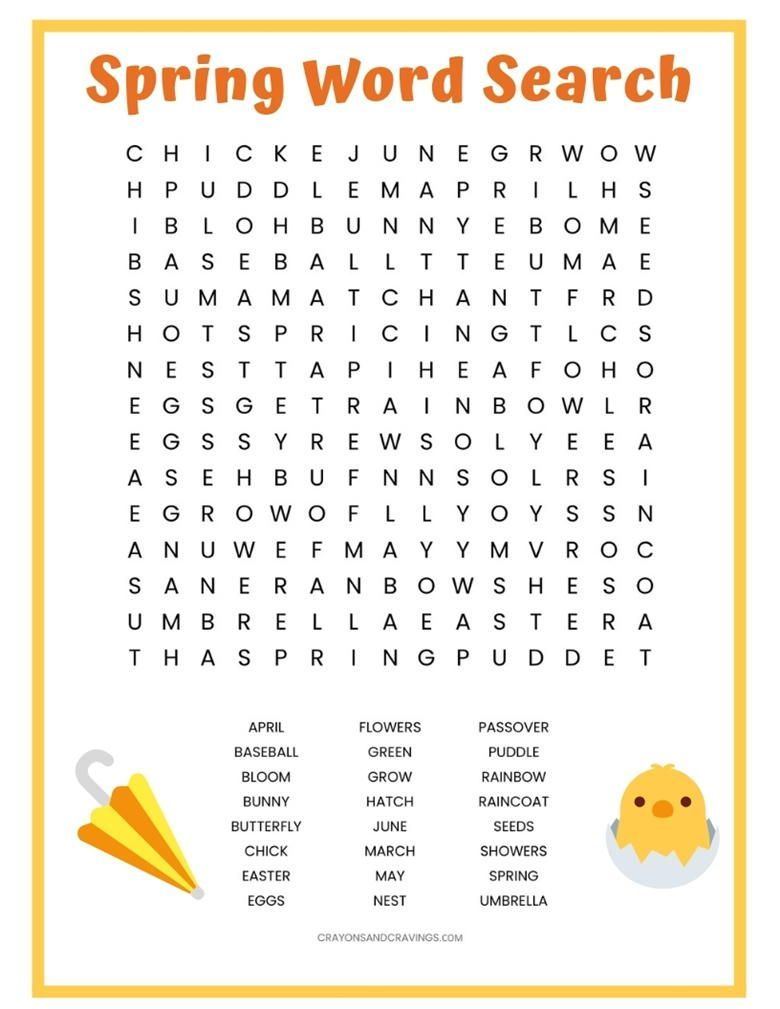 Spring Word Search Printable Spring Words Spring Word 