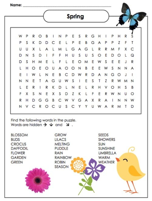 Spring Word Search Puzzle Printable Jinxy Kids