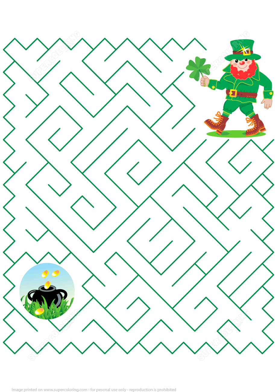 St Patricks Day Maze Puzzle Free Printable Puzzle Games