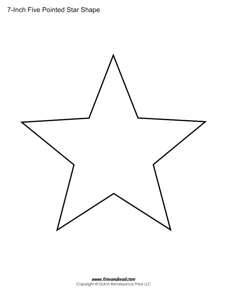 Star Printable Templates Children Coloring 5 Point Stars 