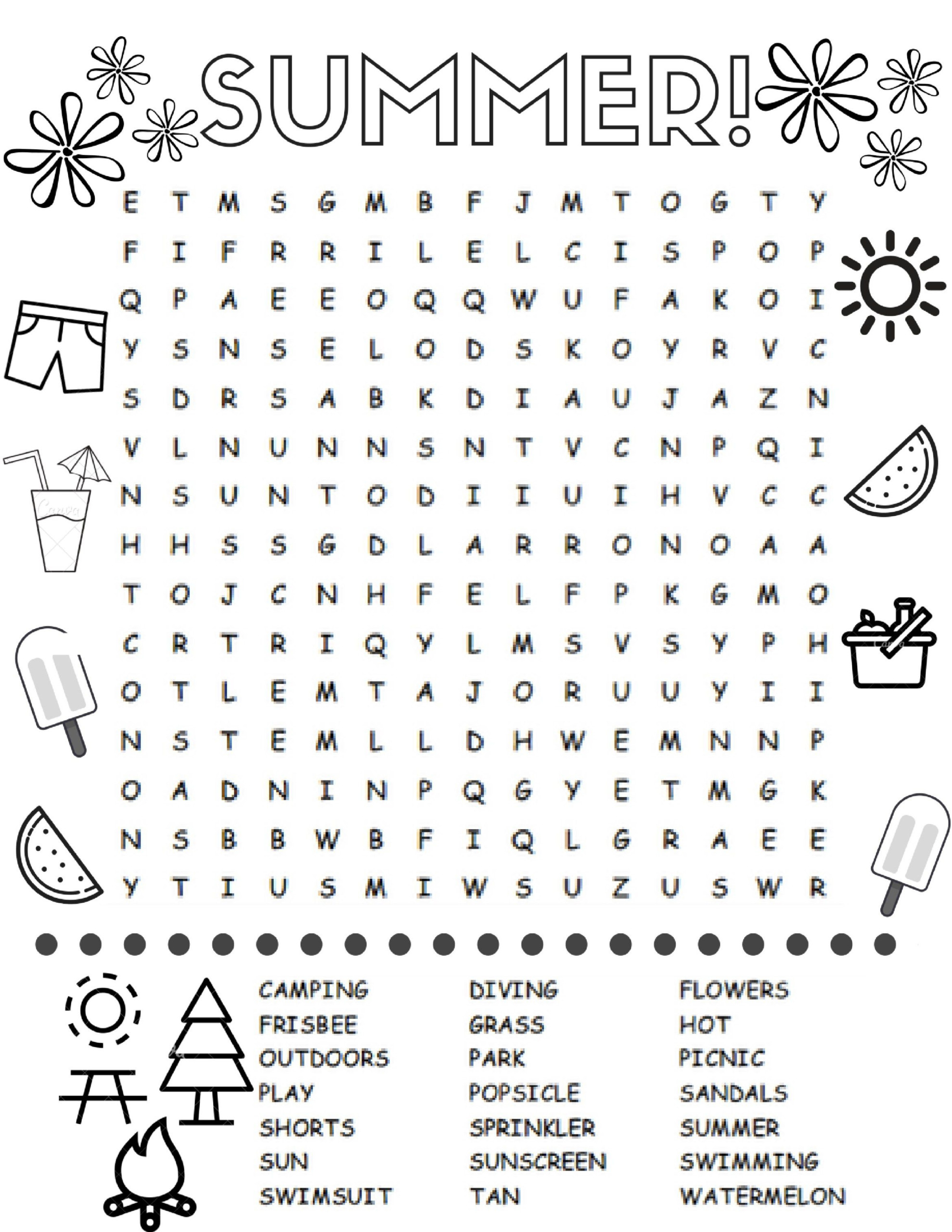 Summer Word Search Puzzles Best Coloring Pages For Kids