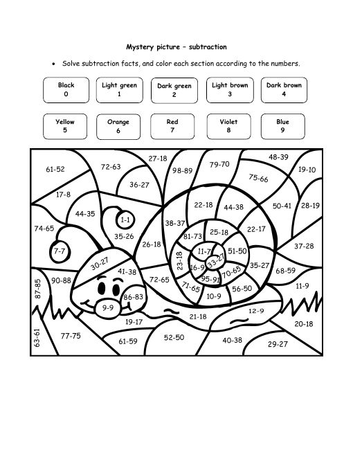 Super Teacher Worksheets Math Puzzle Picture Happy Snail 