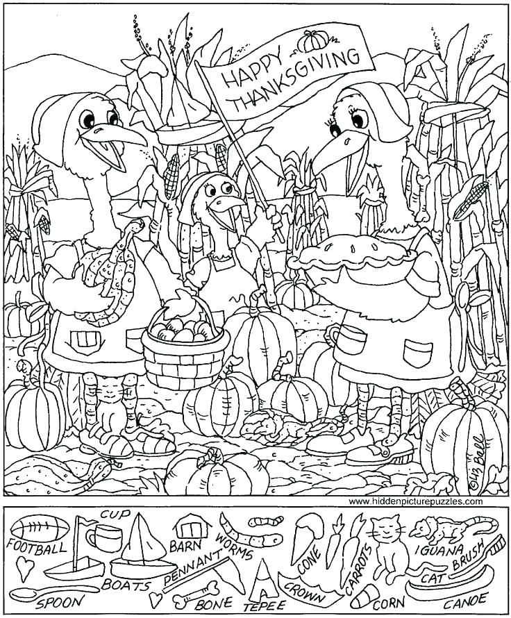 Thanksgiving Coloring Page Hidden Picture Hidden 