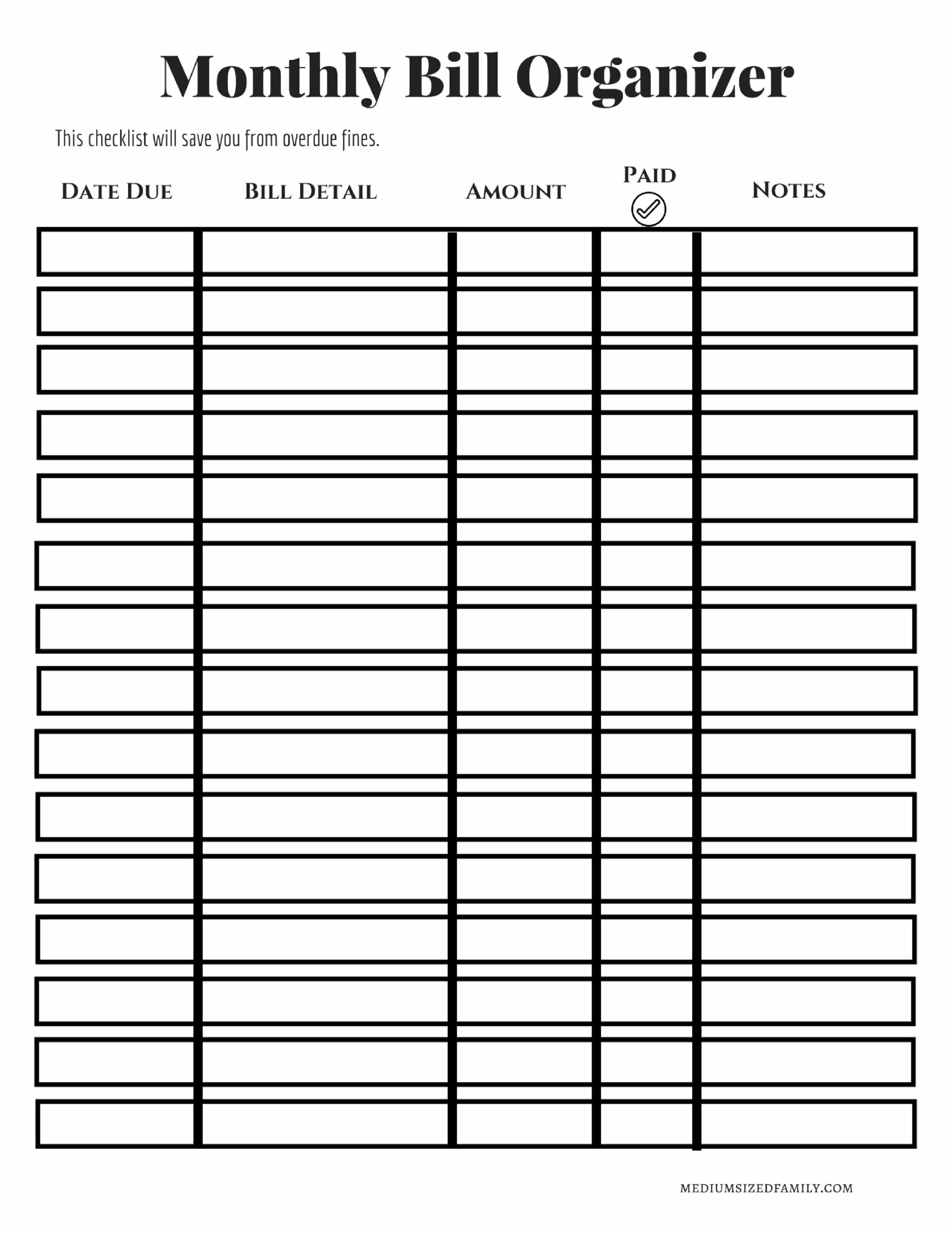 The Free Monthly Bill Organizer That Will Line Up Your Cash