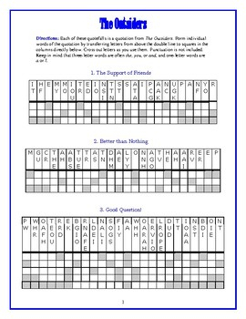 The Outsiders 12 Quotefall Word Puzzles Students Love 