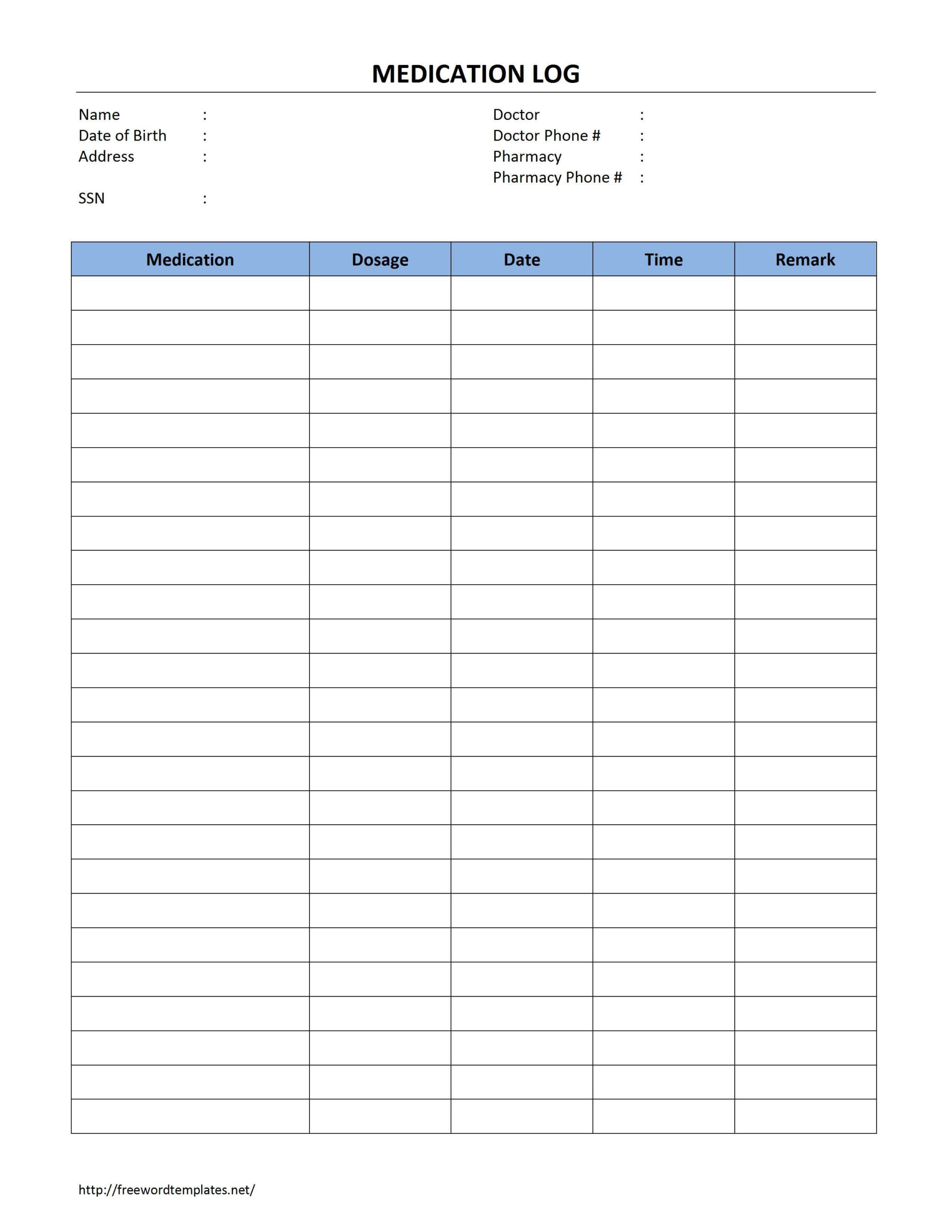 This Is A Medication Log Template That You Can Use To 