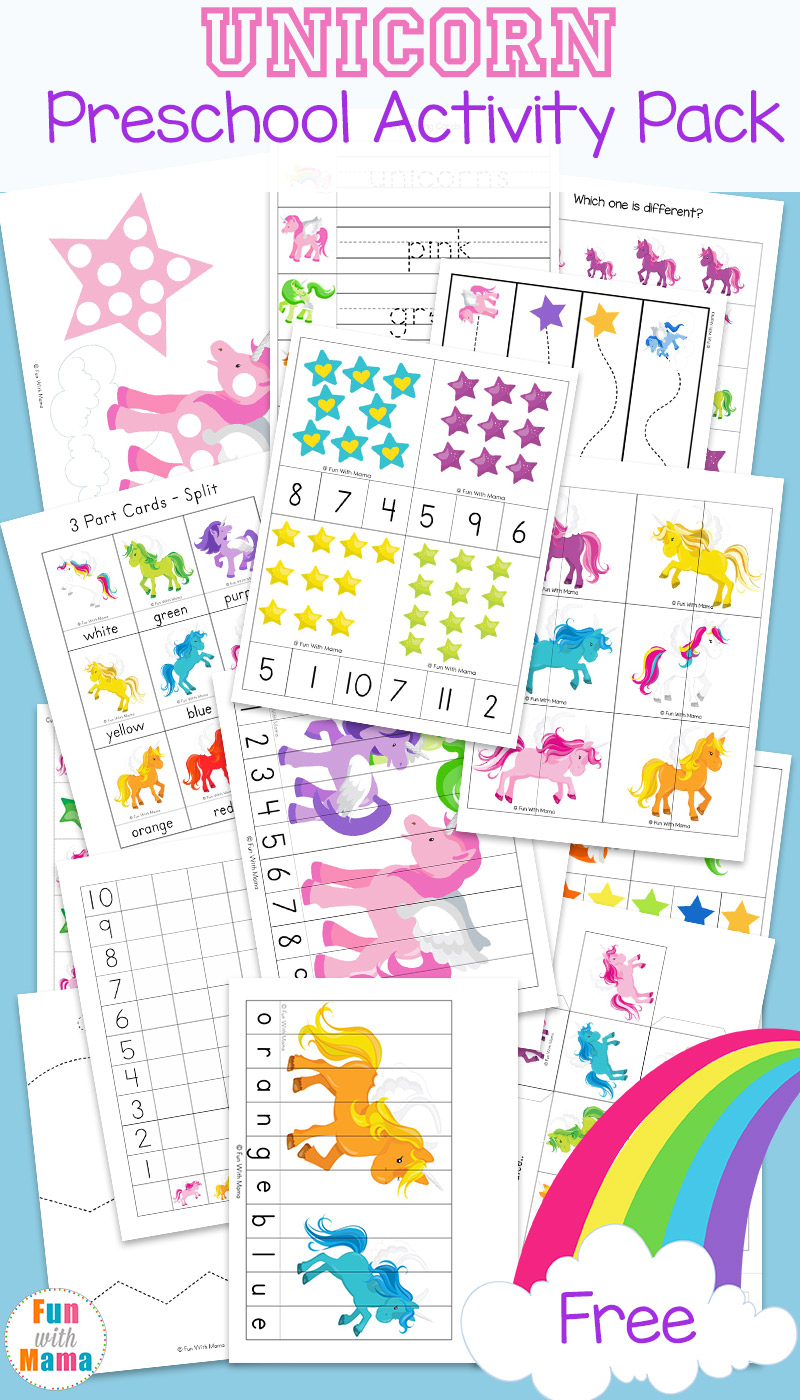 Unicorn Preschool Activity Pack Fun With Mama