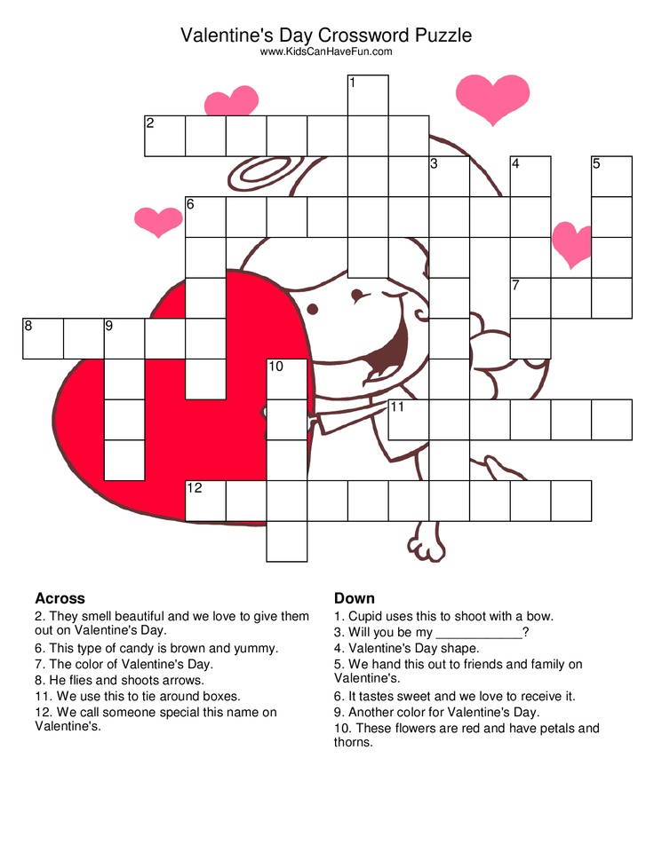 Valentine s Day Crossword Puzzle Valentine s Day Fiches 