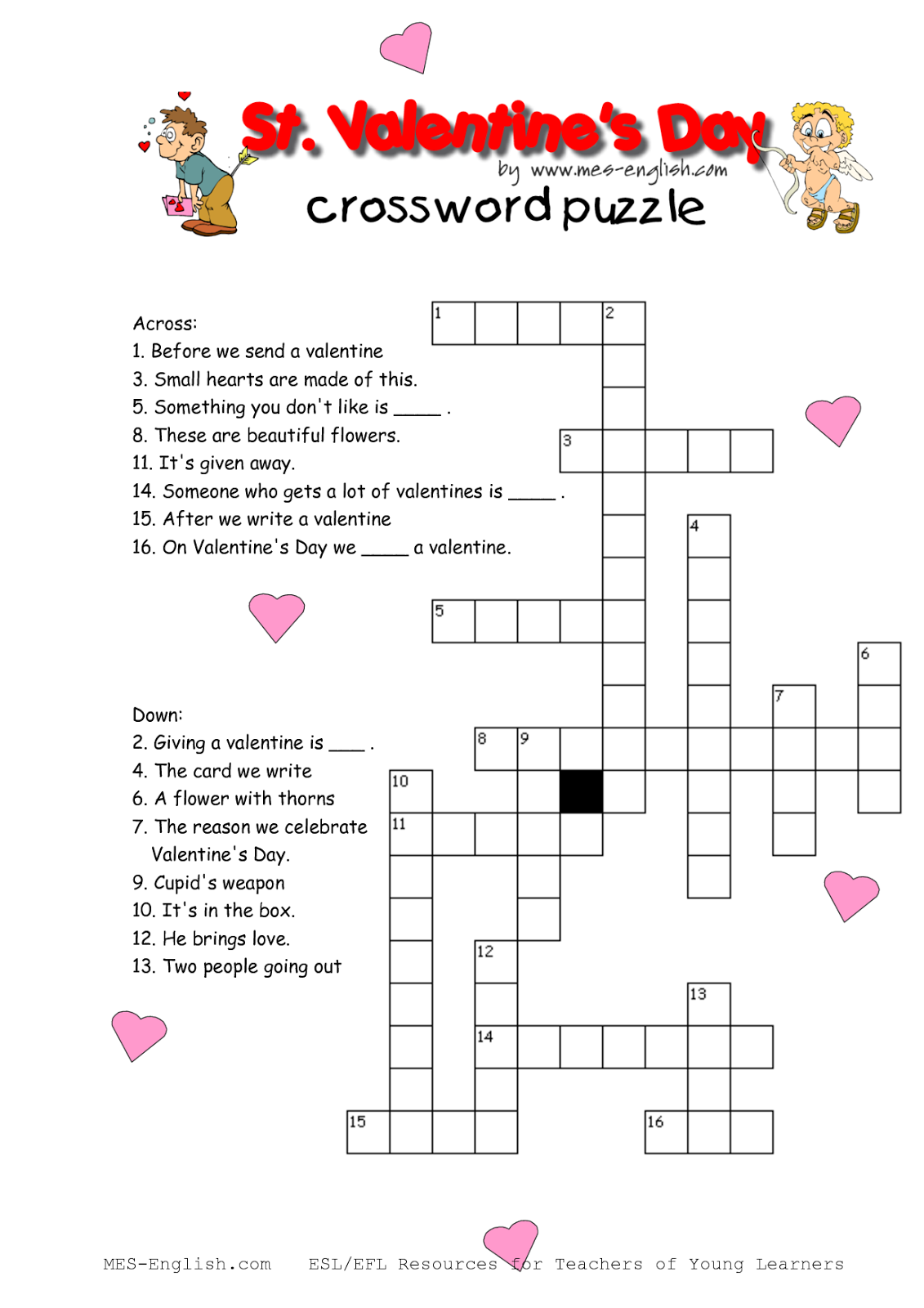 Valentine s Day Crosswords 4 Valentine Words Valentines 