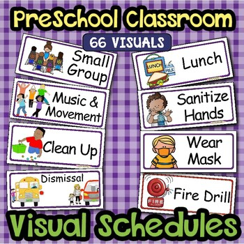 Visual Schedule Center Labels Editable PreK Classroom 